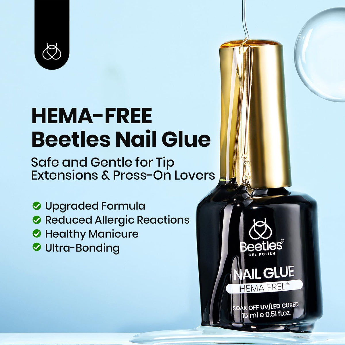 Beetles Gel Polish 9 in 1 Gel Nail Glue for Clear Acrylic Nail Tips