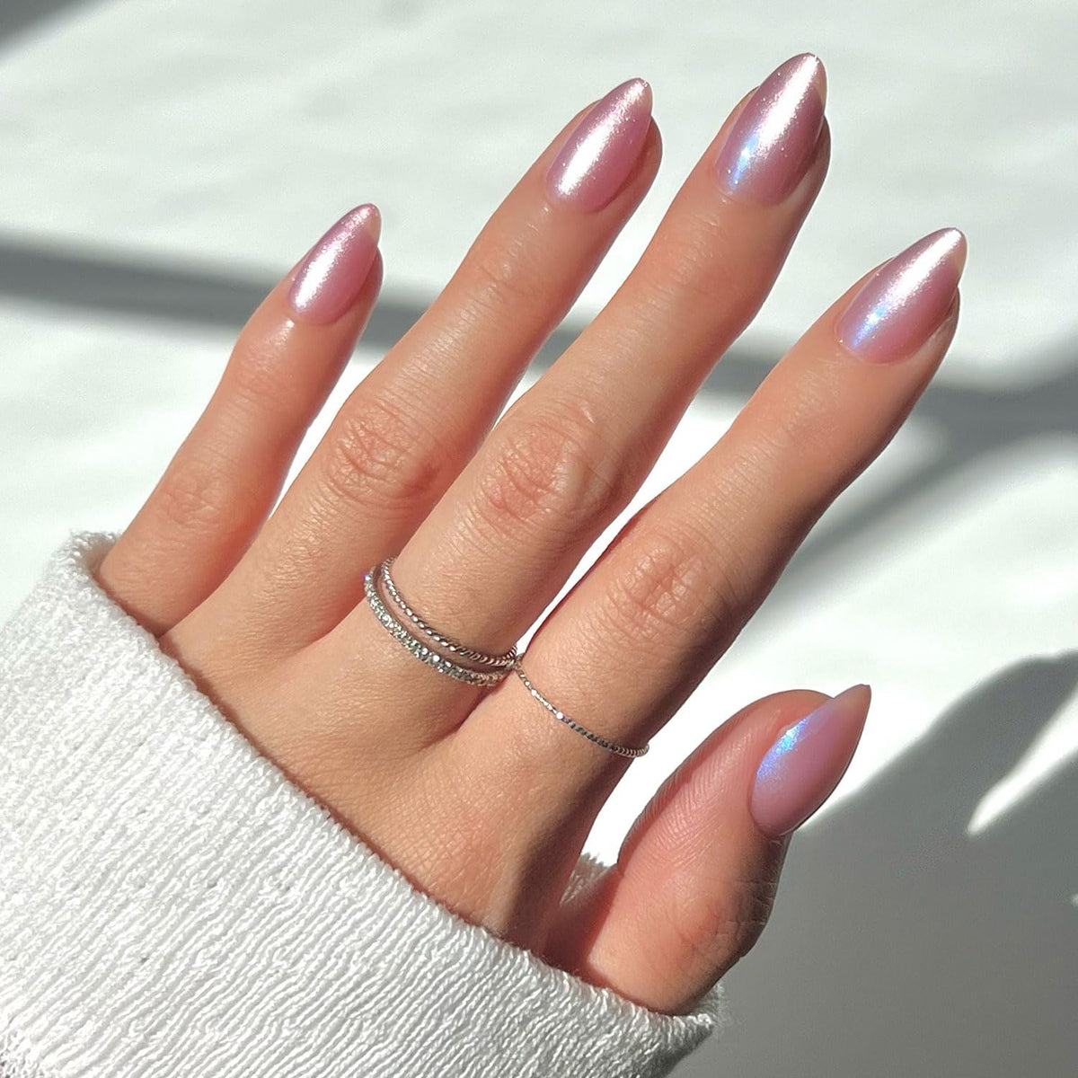 Glamnetic Press On Nails - Short Almond, Glossy Fake Nails 24 Pc Full Kit