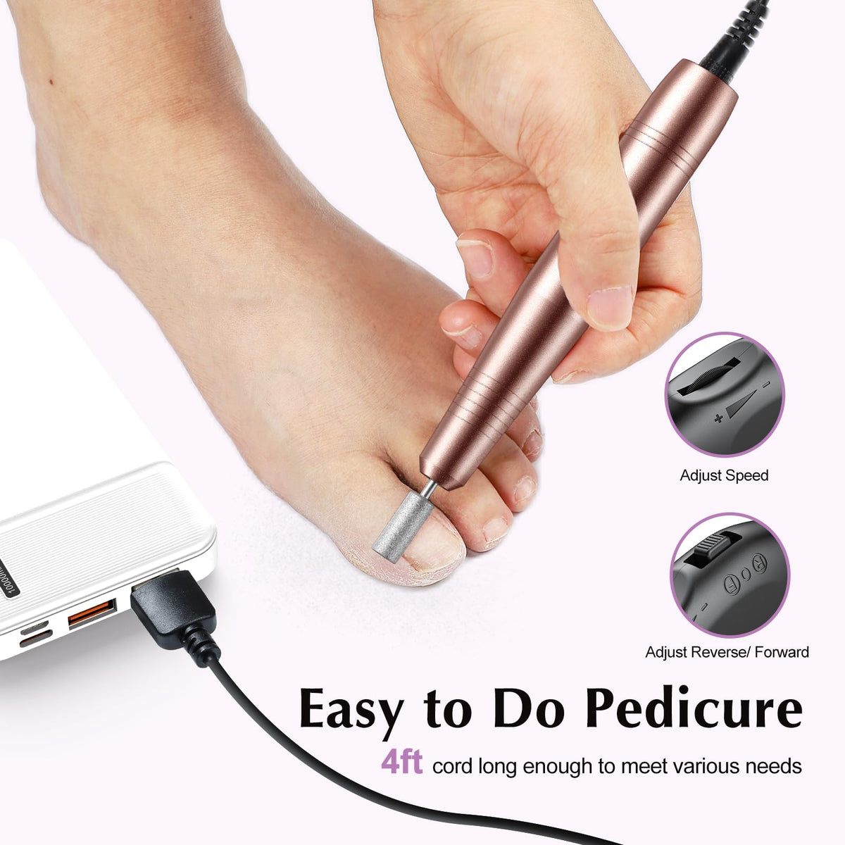 COSLUS C40 Electric Nail Drill Professional, Precise Speed Dial, Purple