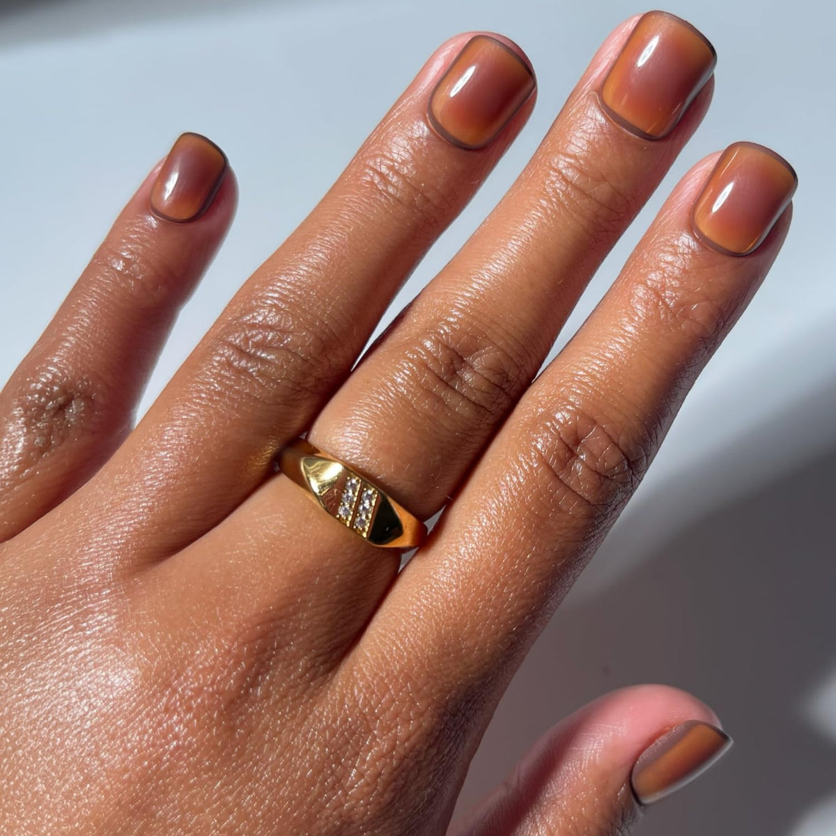 Glamnetic Halloween Press On Nails, Short Oval Cat-Eye, Bitter Orange