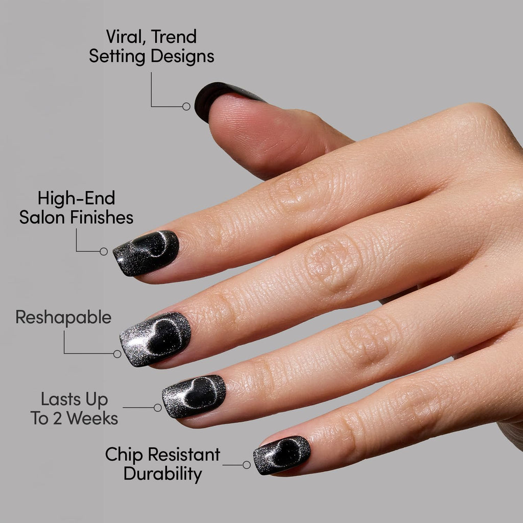 Glamnetic Halloween Press On Nails, Short Oval Cat-Eye, Bitter Orange