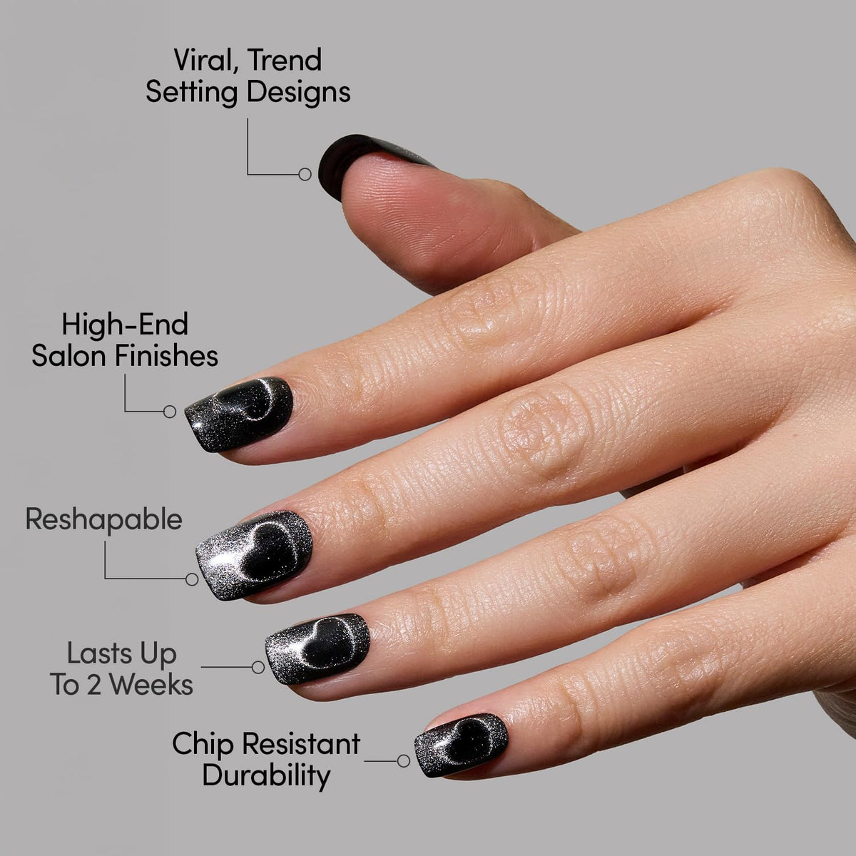 Glamnetic Halloween Press On Nails, Short Oval Cat-Eye, Bitter Orange