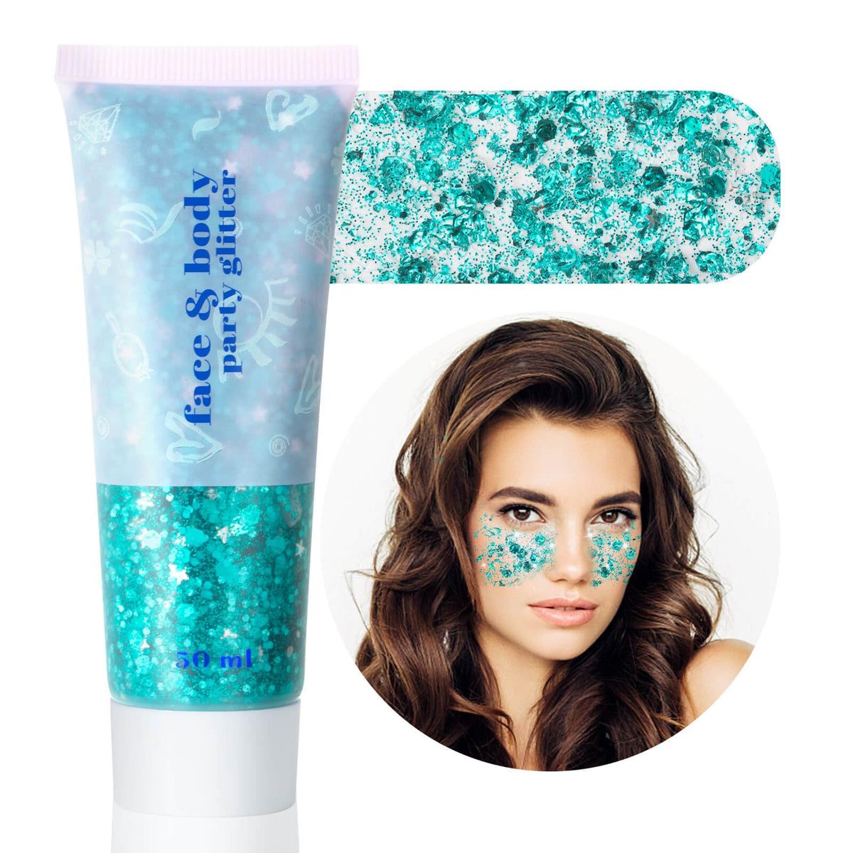 MEICOLY Chameleon Green Body Glitter,Holographic Self-Adhesive Face Glitter,Color Changing Mermaid Hair Glitter,Halloween Glitter Face Paint for Face Body Hair,St Patricks Day Accessories