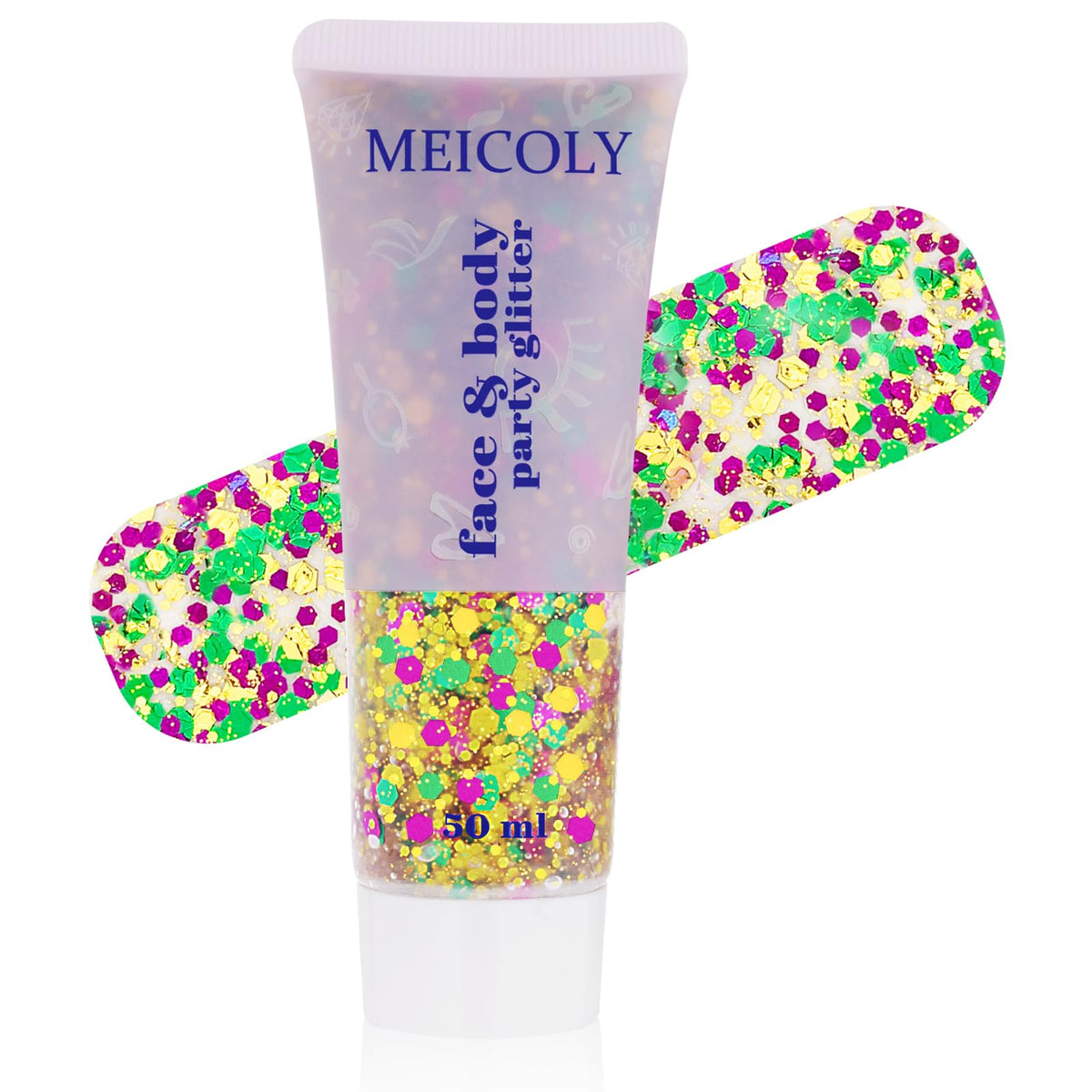 MEICOLY Chameleon Green Body Glitter,Holographic Self-Adhesive Face Glitter,Color Changing Mermaid Hair Glitter,Halloween Glitter Face Paint for Face Body Hair,St Patricks Day Accessories