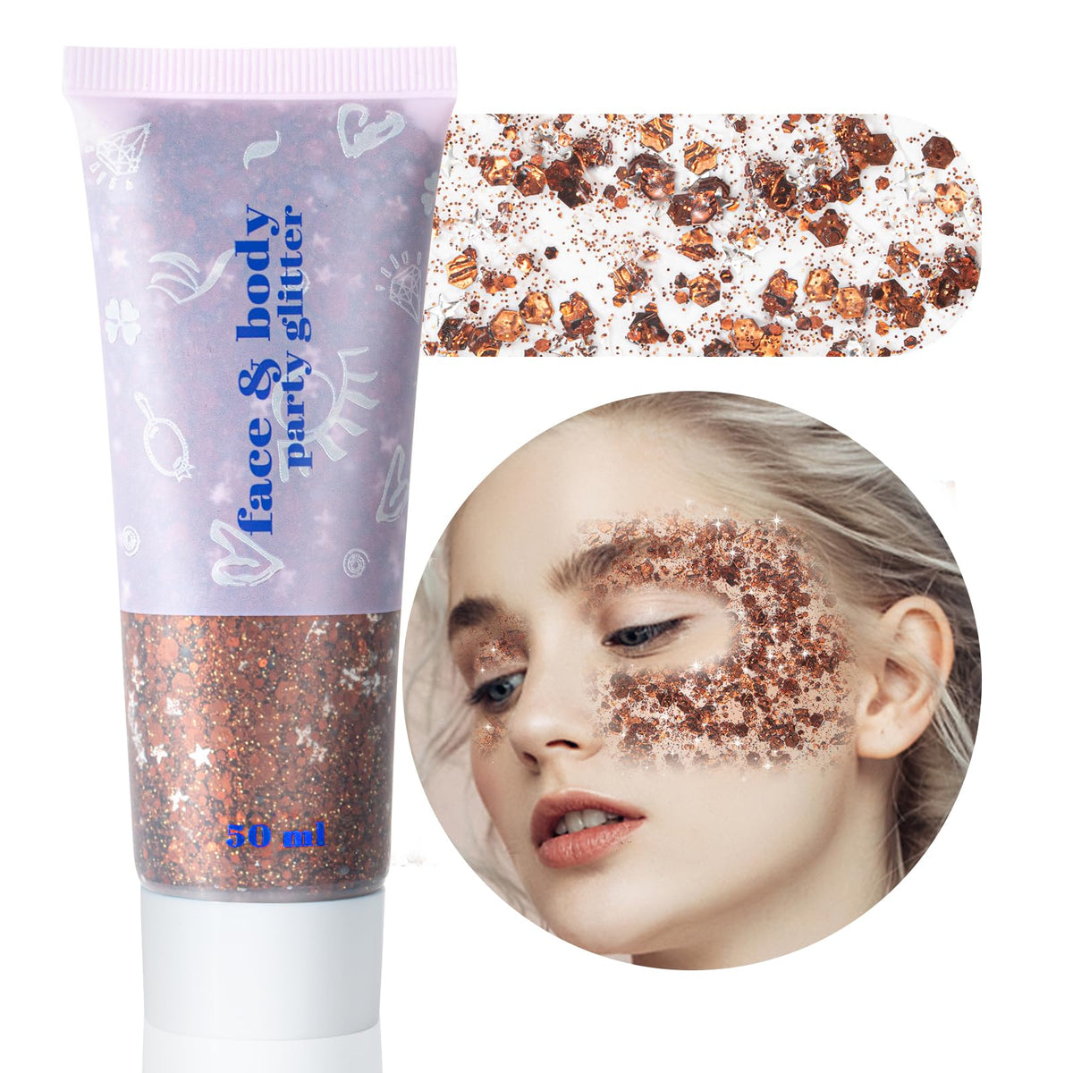 MEICOLY Chameleon Green Body Glitter,Holographic Self-Adhesive Face Glitter,Color Changing Mermaid Hair Glitter,Halloween Glitter Face Paint for Face Body Hair,St Patricks Day Accessories