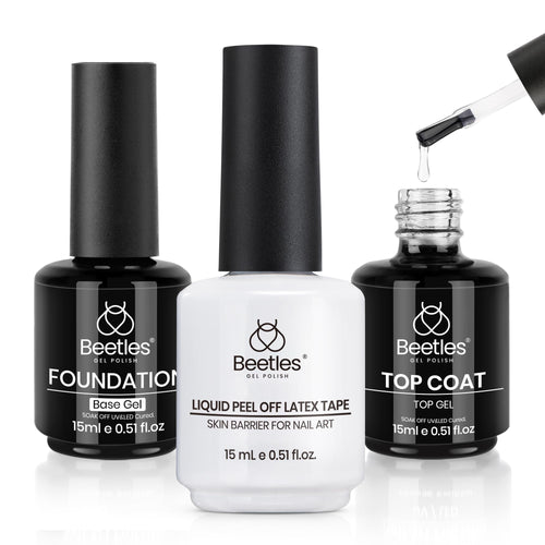 Beetles Builder Gel for Nails with Gel Base and Top Coat Set 3Pcs