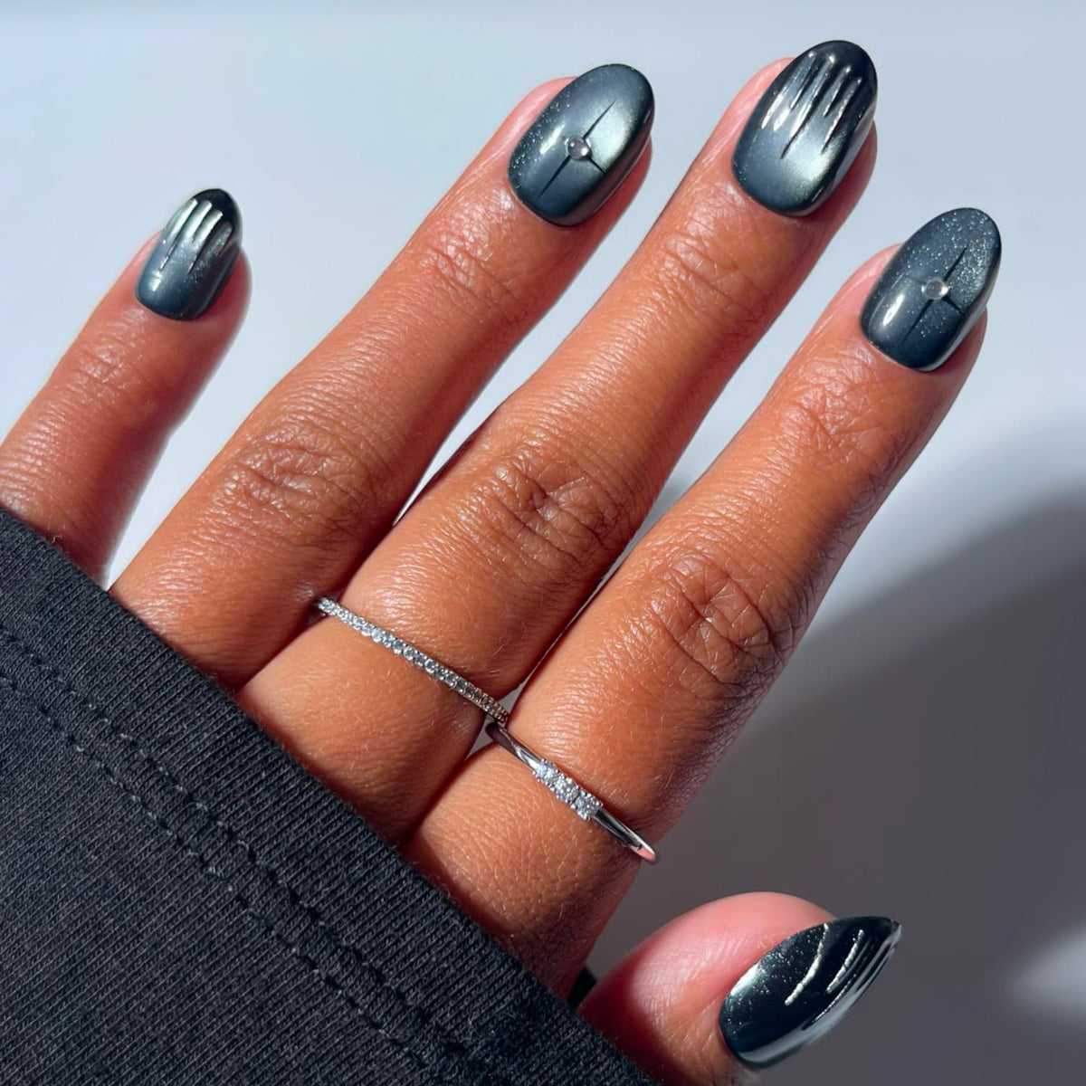 Glamnetic Halloween Press On Nails, Short Oval Cat-Eye, Bitter Orange