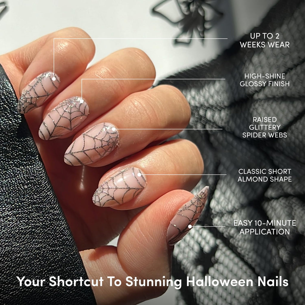 Glamnetic Halloween Press On Nails, Short Oval Cat-Eye, Bitter Orange