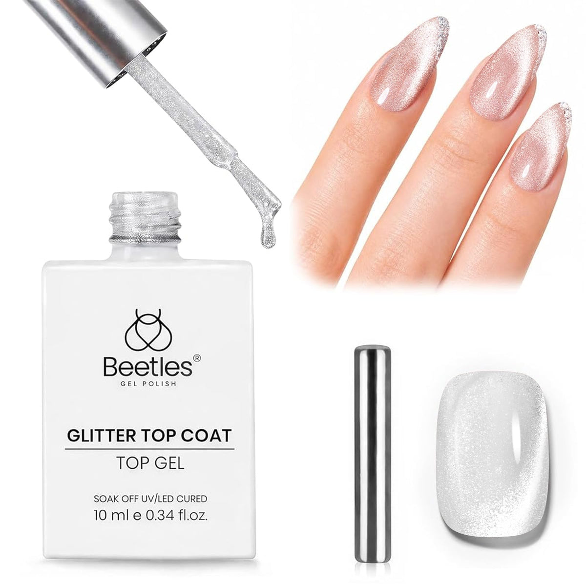 Beetles Builder Gel for Nails with Gel Base and Top Coat Set 3Pcs