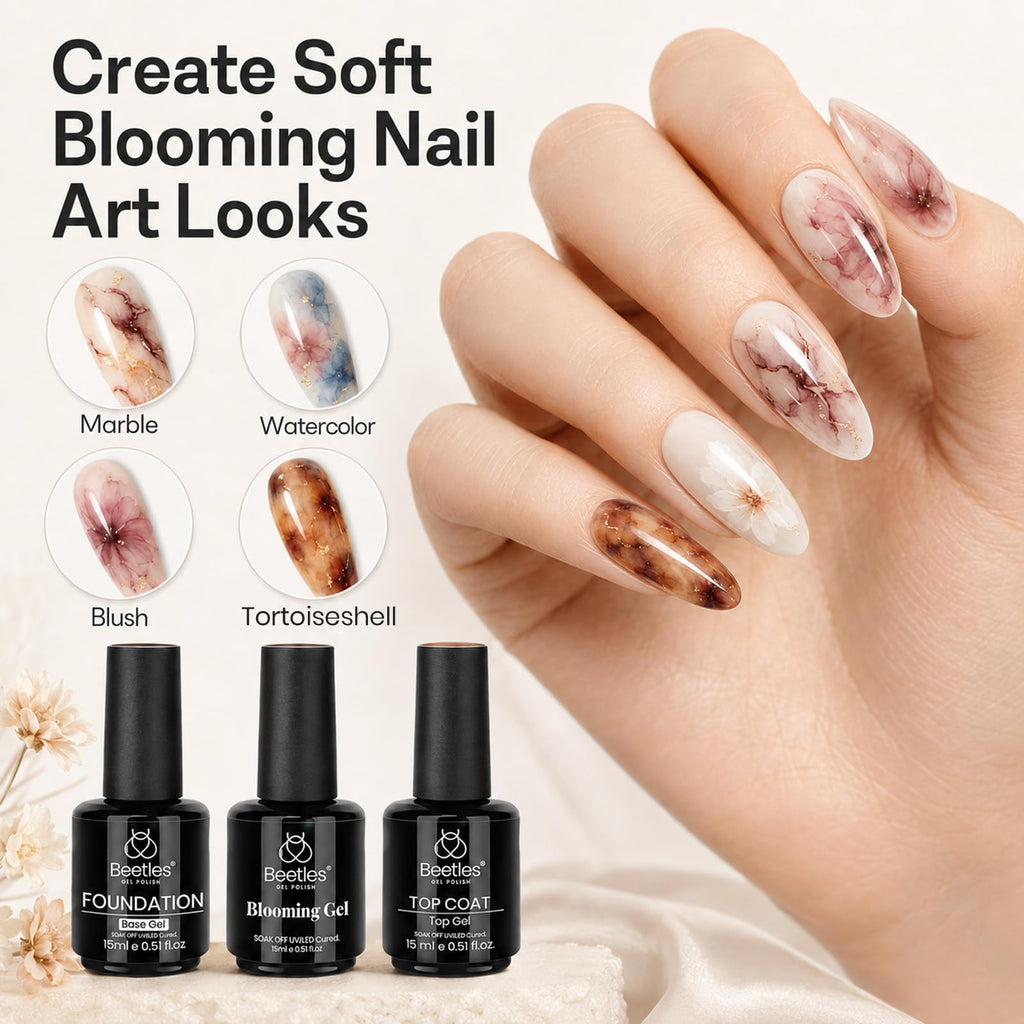 Beetles Builder Gel for Nails with Gel Base and Top Coat Set 3Pcs