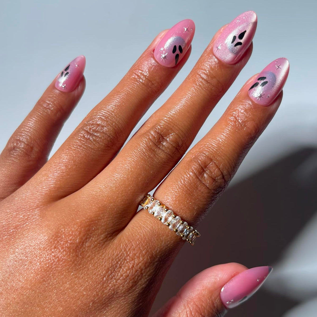 Glamnetic Halloween Press On Nails, Short Oval Cat-Eye, Bitter Orange