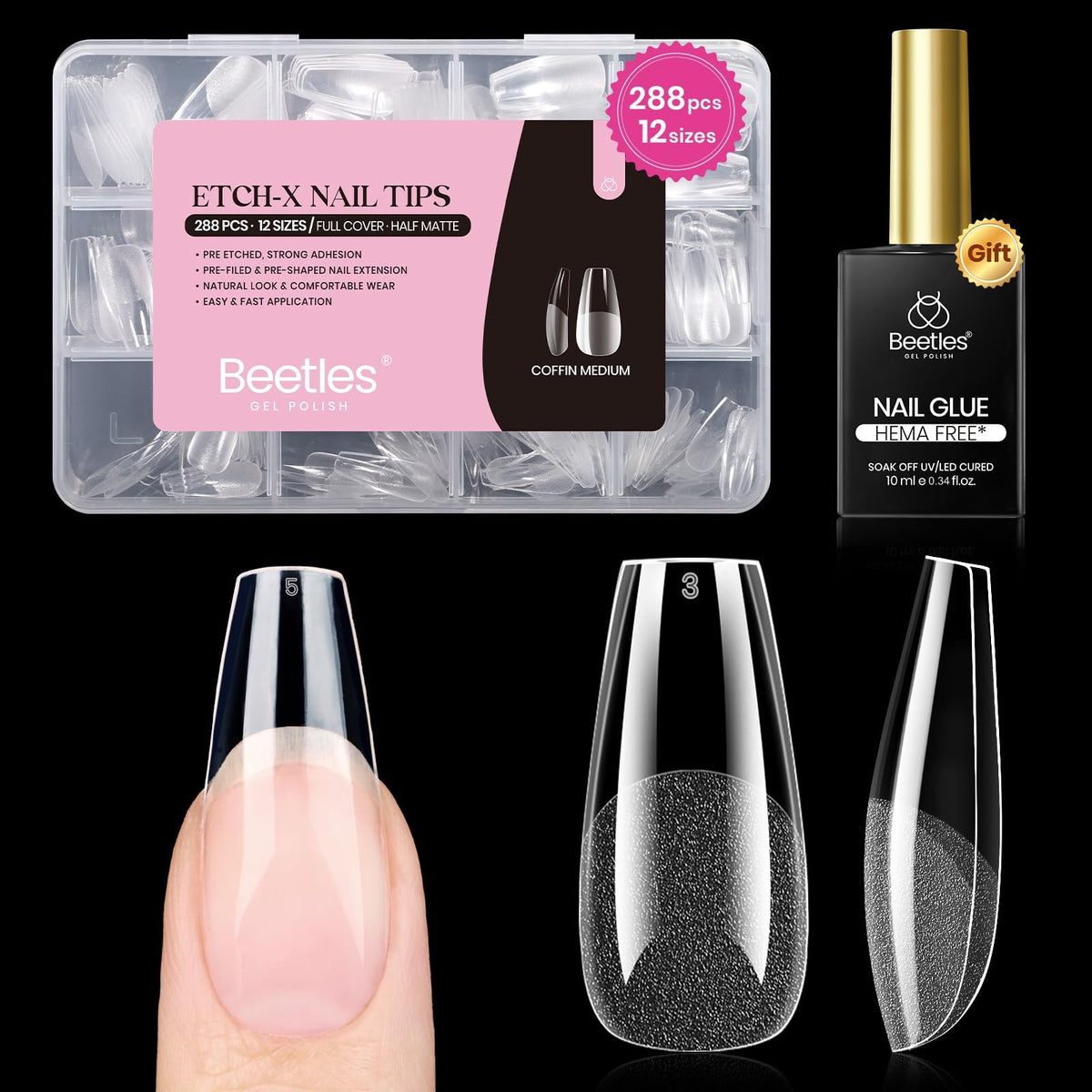 Beetles Gel Polish 9 in 1 Gel Nail Glue for Clear Acrylic Nail Tips