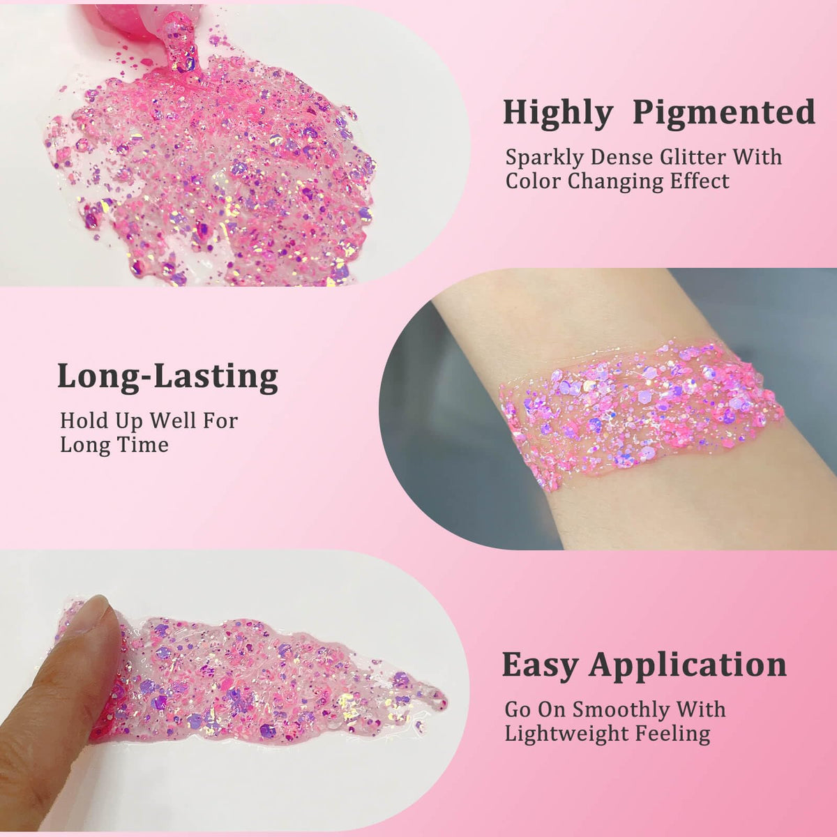 MEICOLY Chameleon Green Body Glitter,Holographic Self-Adhesive Face Glitter,Color Changing Mermaid Hair Glitter,Halloween Glitter Face Paint for Face Body Hair,St Patricks Day Accessories