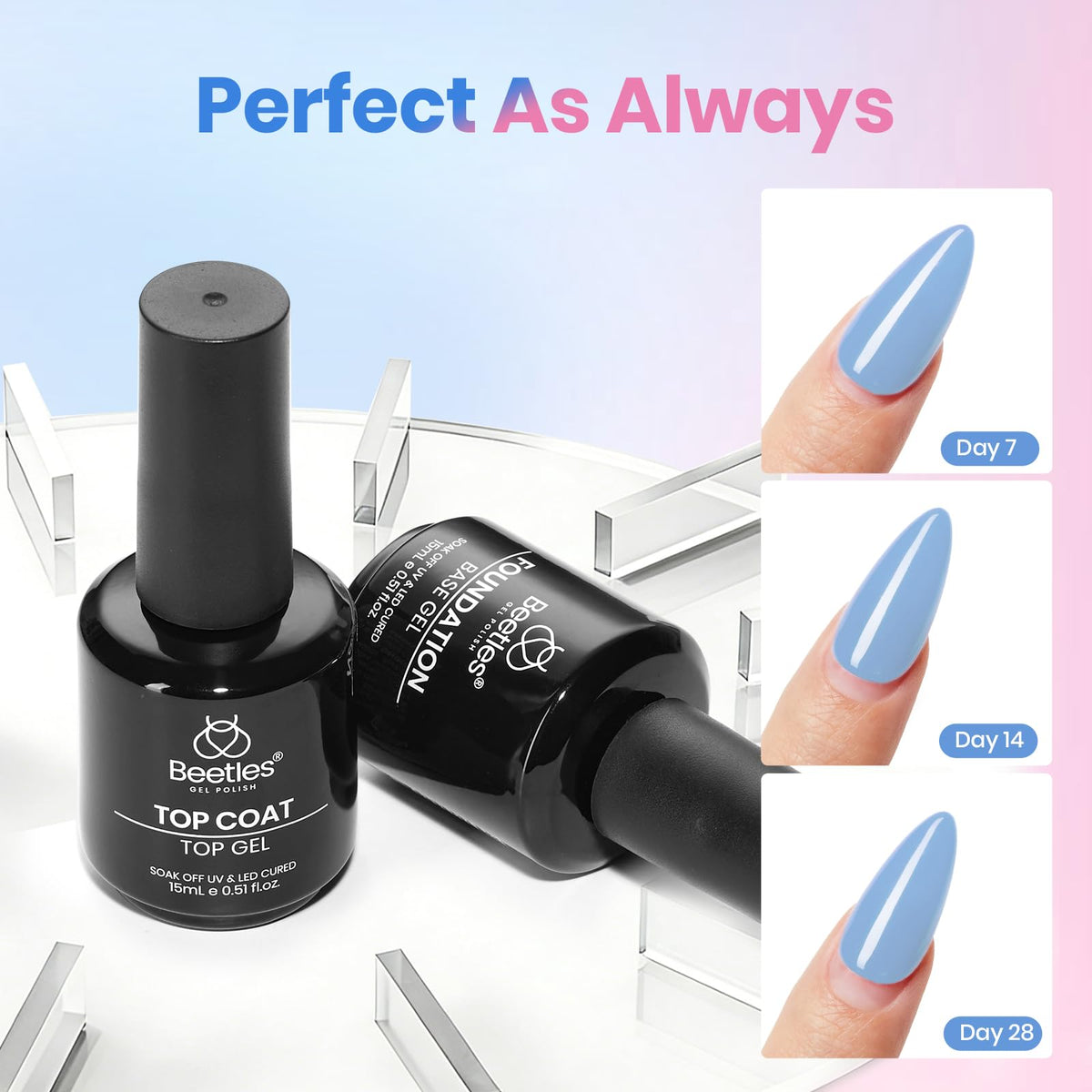 Beetles Builder Gel for Nails with Gel Base and Top Coat Set 3Pcs