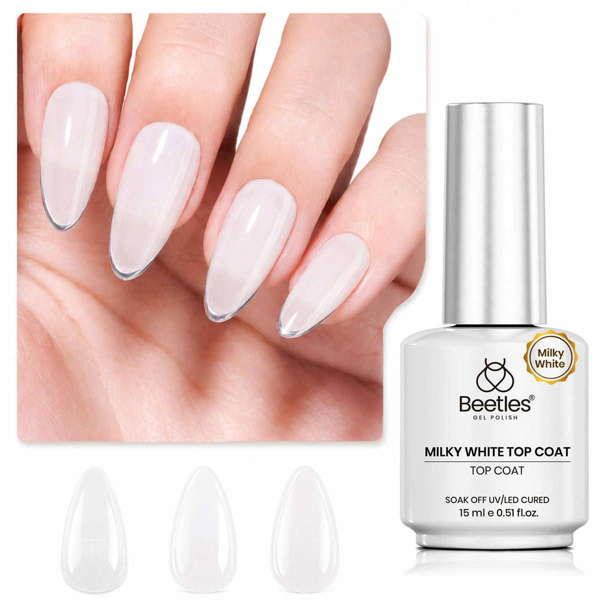 Beetles Builder Gel for Nails with Gel Base and Top Coat Set 3Pcs