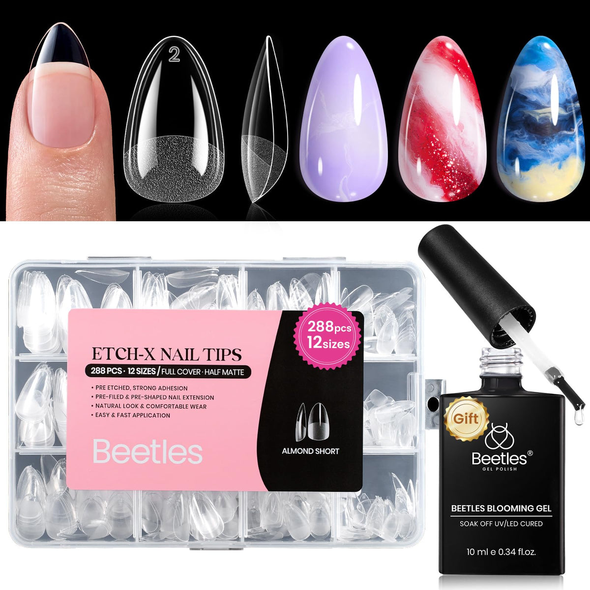 Beetles Gel Polish 9 in 1 Gel Nail Glue for Clear Acrylic Nail Tips