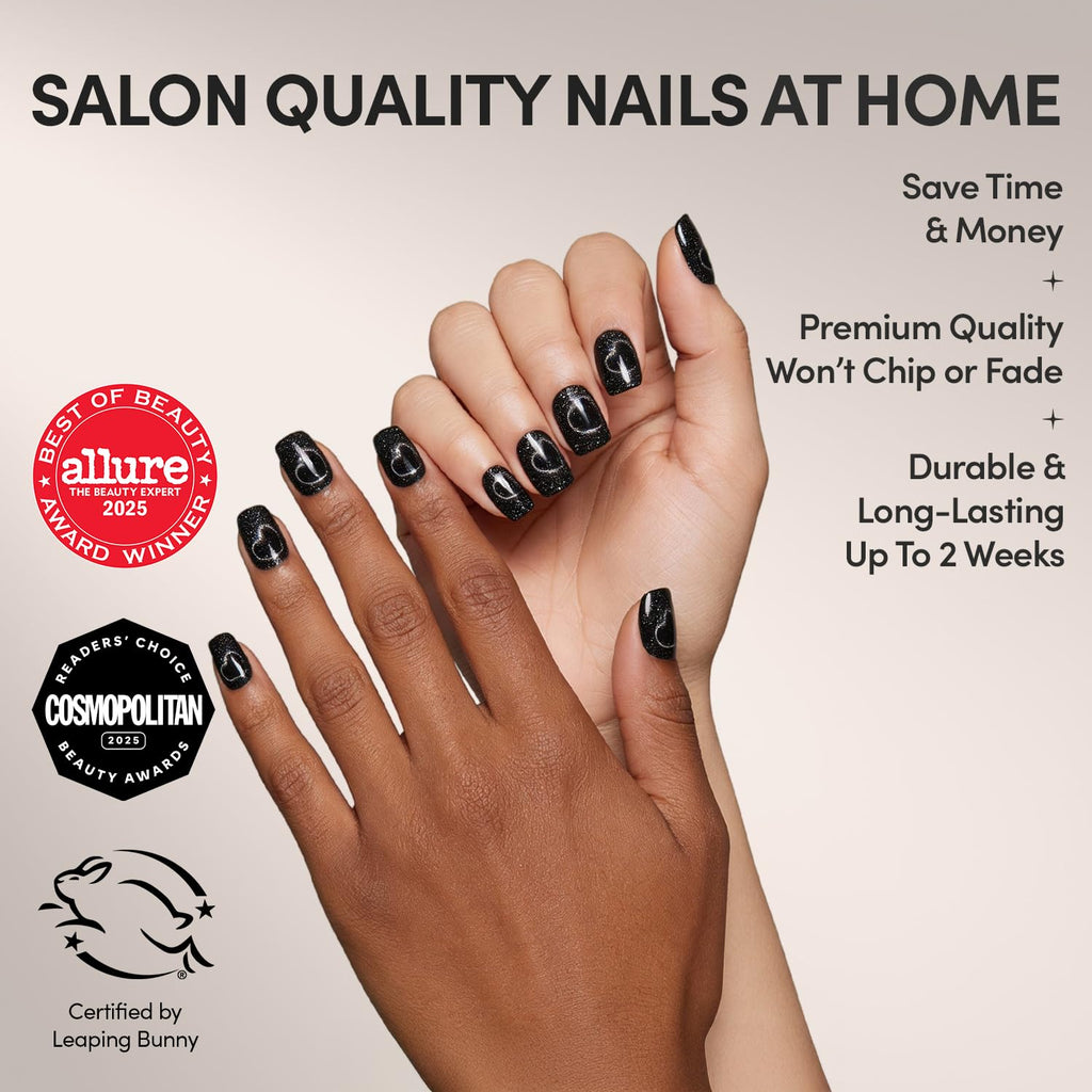 Glamnetic Halloween Press On Nails, Short Oval Cat-Eye, Bitter Orange