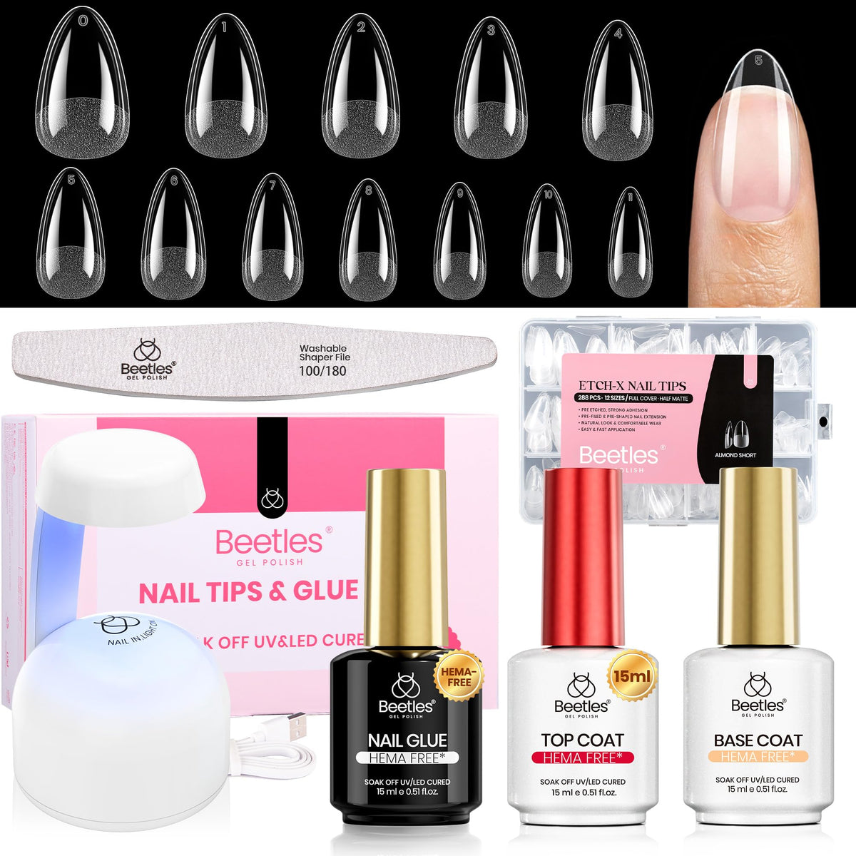 Beetles Gel Polish 9 in 1 Gel Nail Glue for Clear Acrylic Nail Tips