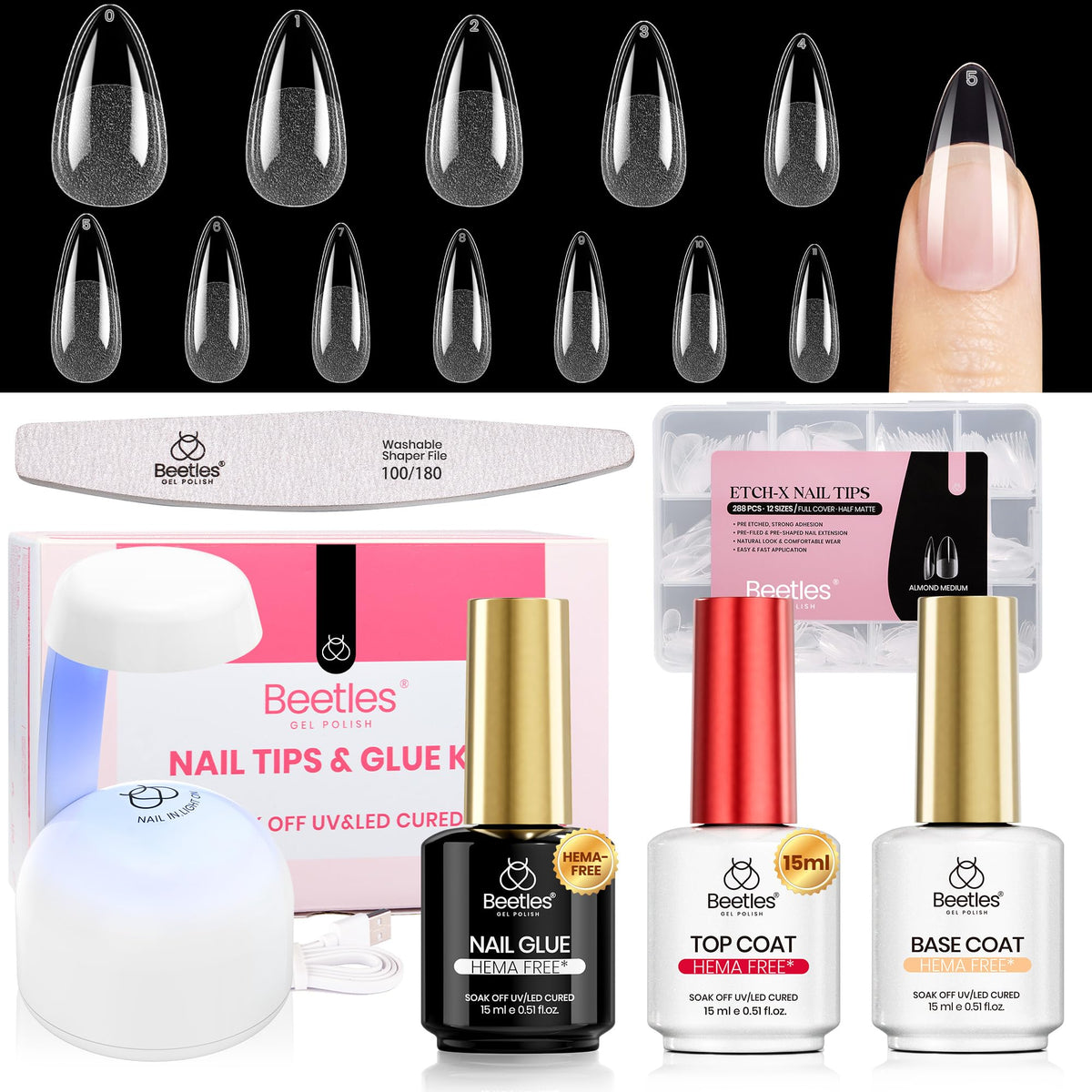 Beetles Gel Polish 9 in 1 Gel Nail Glue for Clear Acrylic Nail Tips