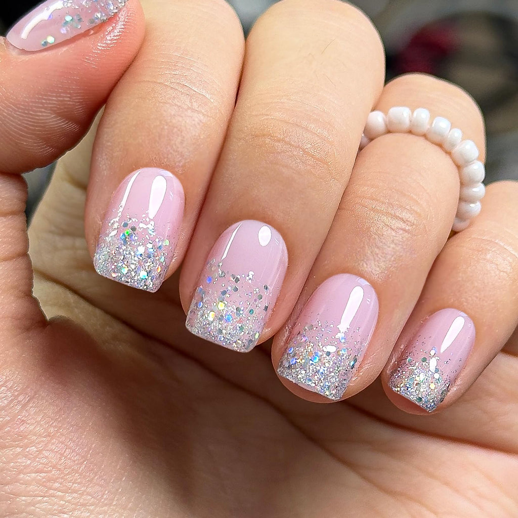 CurvLife Short Square Ombre Cat Eye Press On Nails, Obsidian Fade Black