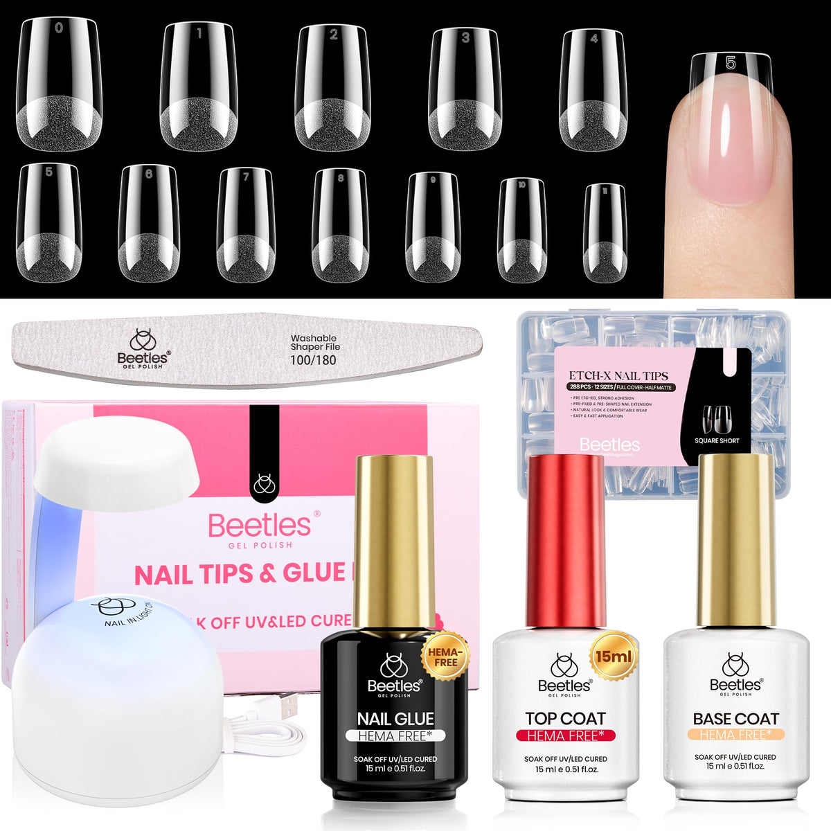Beetles Gel Polish 9 in 1 Gel Nail Glue for Clear Acrylic Nail Tips