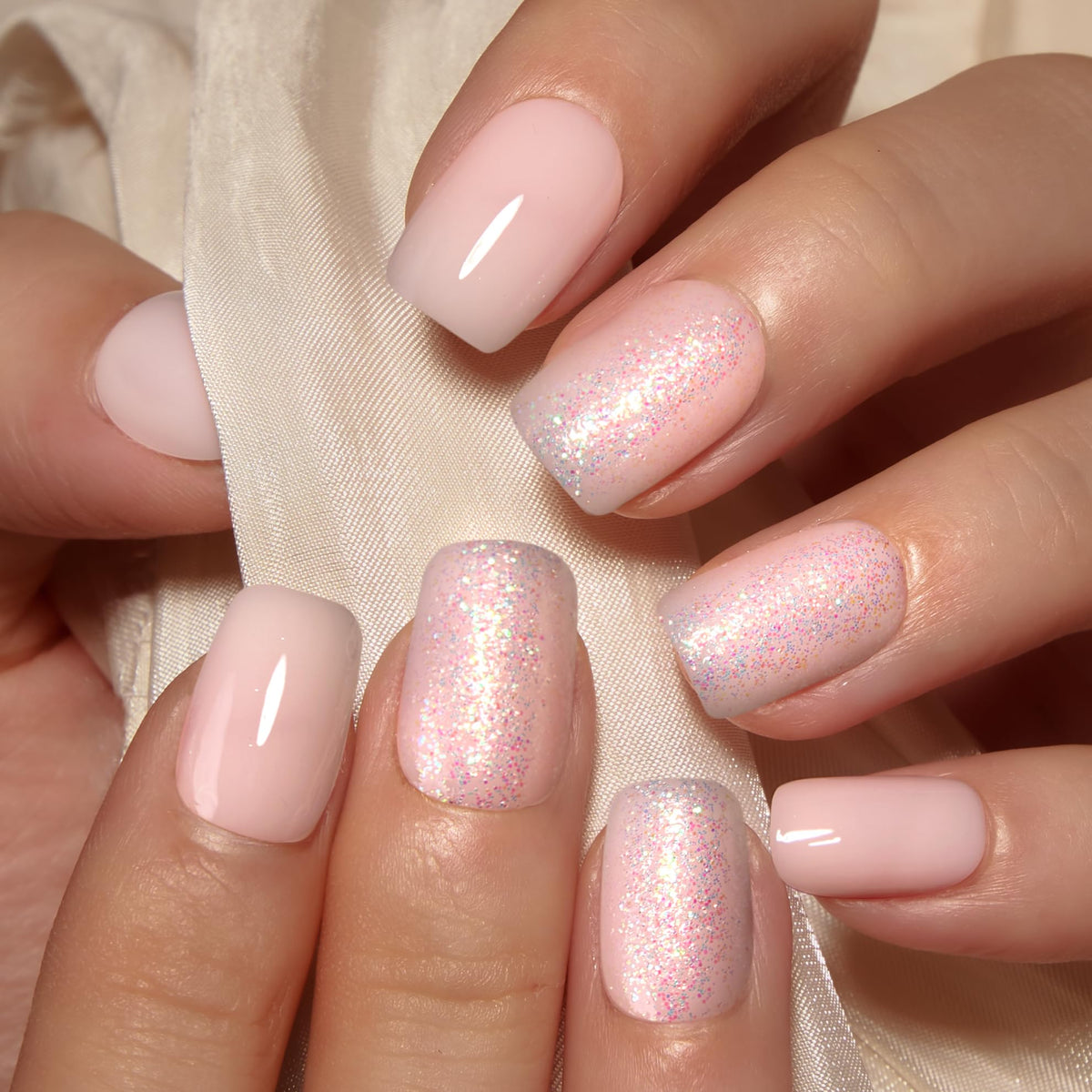 CurvLife Short Square Ombre Cat Eye Press On Nails, Obsidian Fade Black