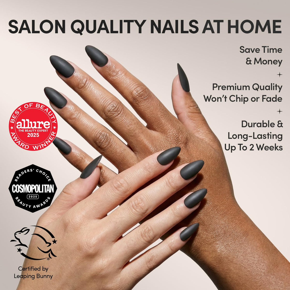 Glamnetic Halloween Press On Nails, Short Oval Cat-Eye, Bitter Orange