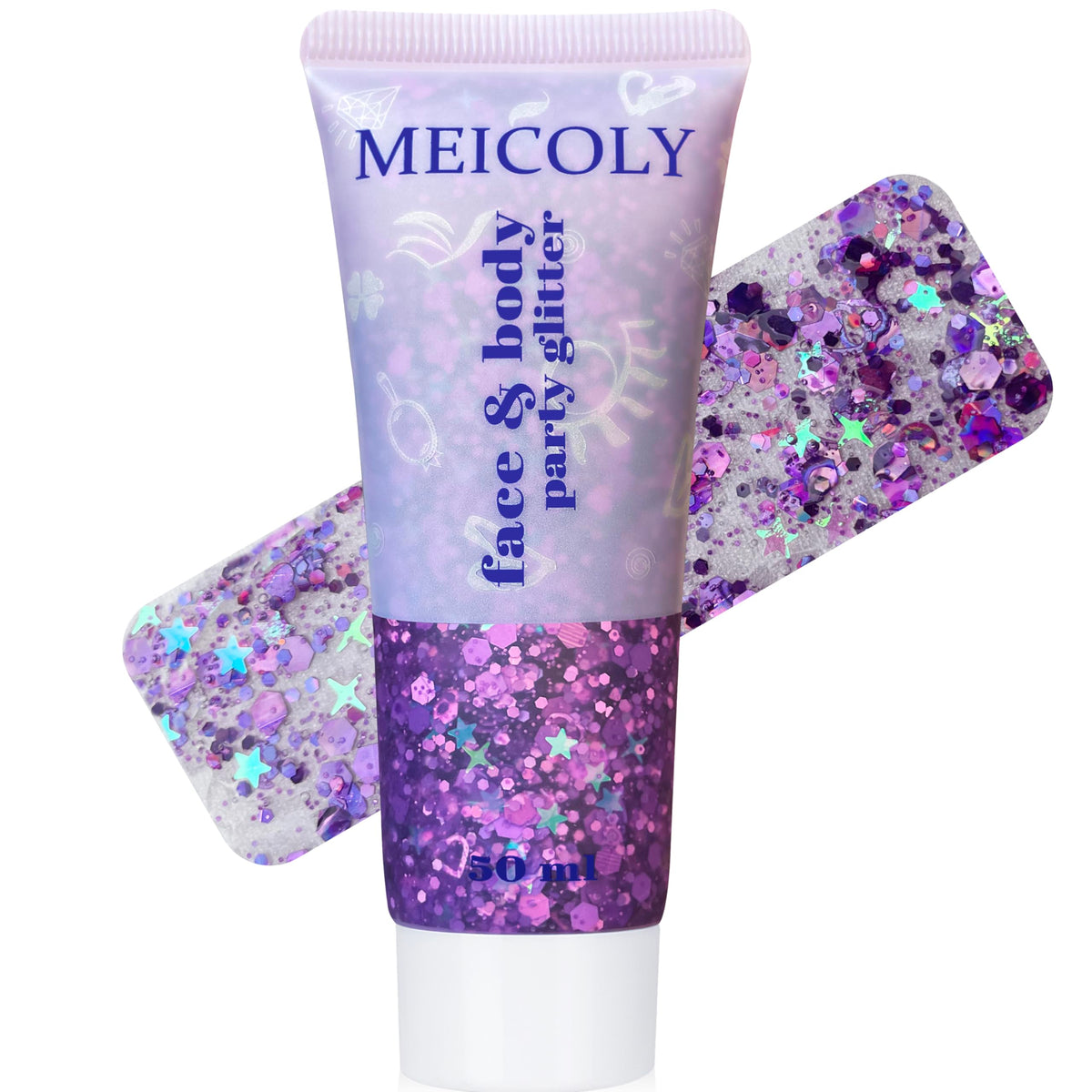 MEICOLY Chameleon Green Body Glitter,Holographic Self-Adhesive Face Glitter,Color Changing Mermaid Hair Glitter,Halloween Glitter Face Paint for Face Body Hair,St Patricks Day Accessories