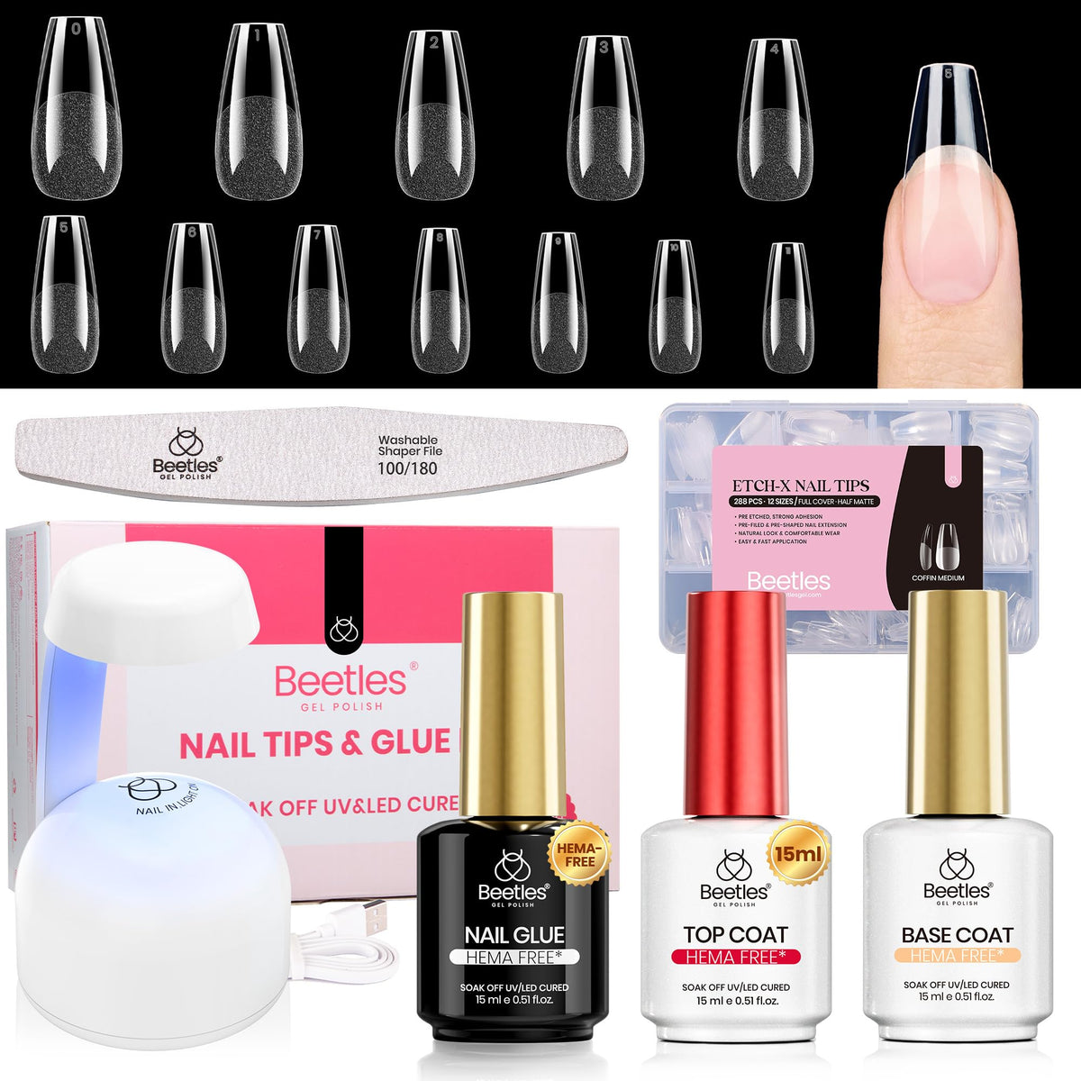 Beetles Gel Polish 9 in 1 Gel Nail Glue for Clear Acrylic Nail Tips