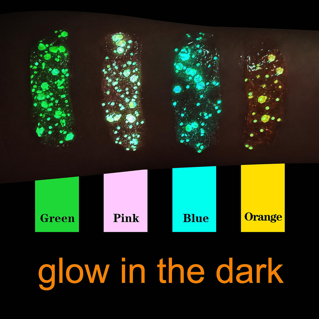 MEICOLY Chameleon Green Body Glitter,Holographic Self-Adhesive Face Glitter,Color Changing Mermaid Hair Glitter,Halloween Glitter Face Paint for Face Body Hair,St Patricks Day Accessories