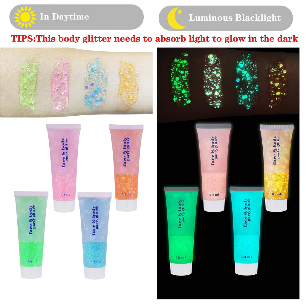 MEICOLY Chameleon Green Body Glitter,Holographic Self-Adhesive Face Glitter,Color Changing Mermaid Hair Glitter,Halloween Glitter Face Paint for Face Body Hair,St Patricks Day Accessories