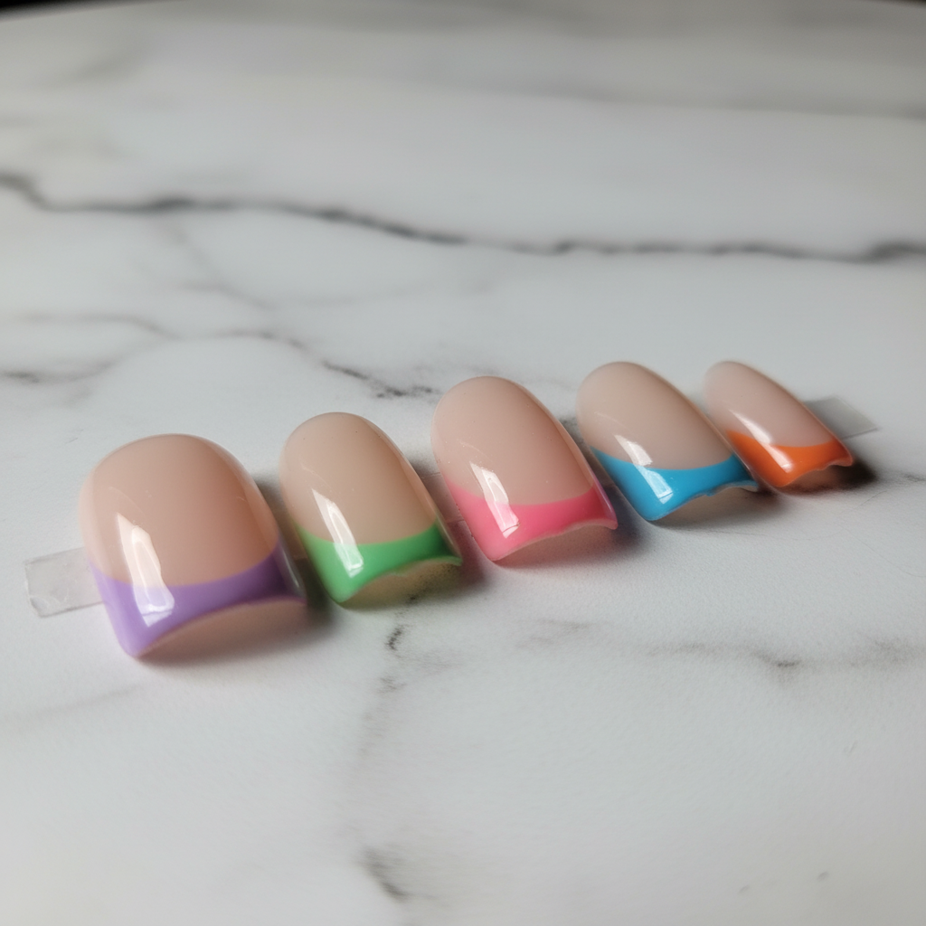 Rainbow French Tip Press-On Nails